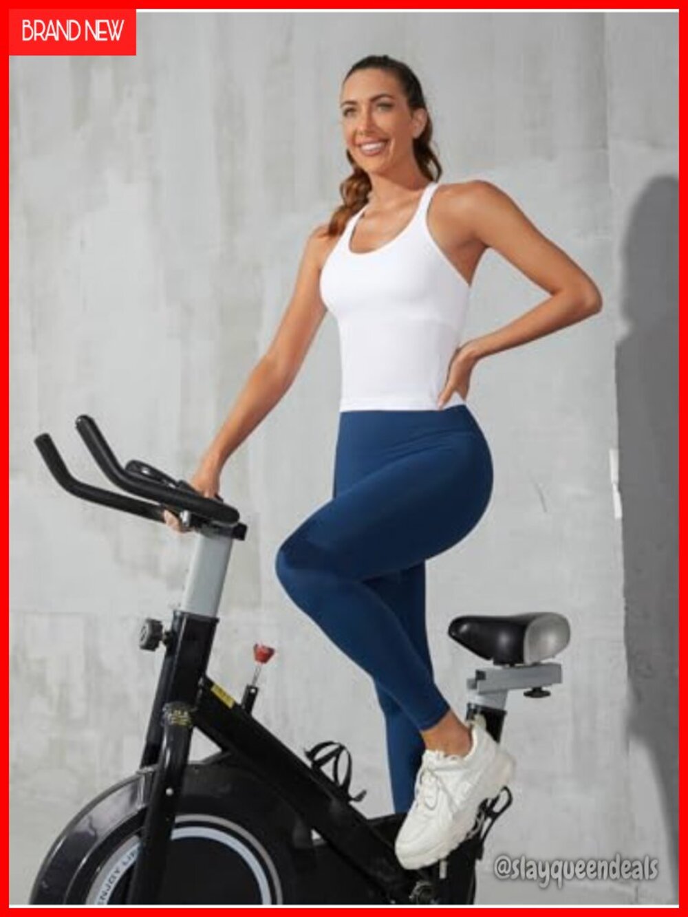 ATTRACO Ribflex Ribbed Workout Crop Top Built-in Bra Racerback - Picture 3 of 6